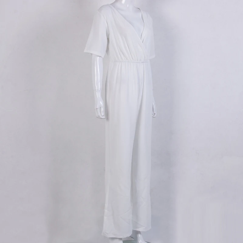 Женские комбинезоны с коротким рукавом V-образным вырезом и поясом на резинке |