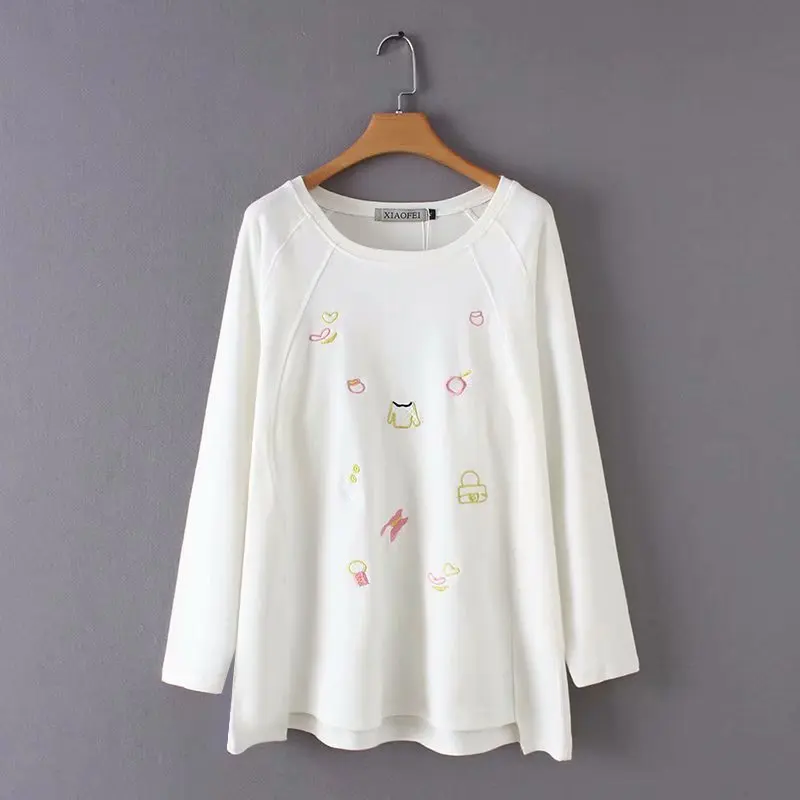 2019 Плюс Размер повседневные футболки Весенняя женская одежда модные свободные