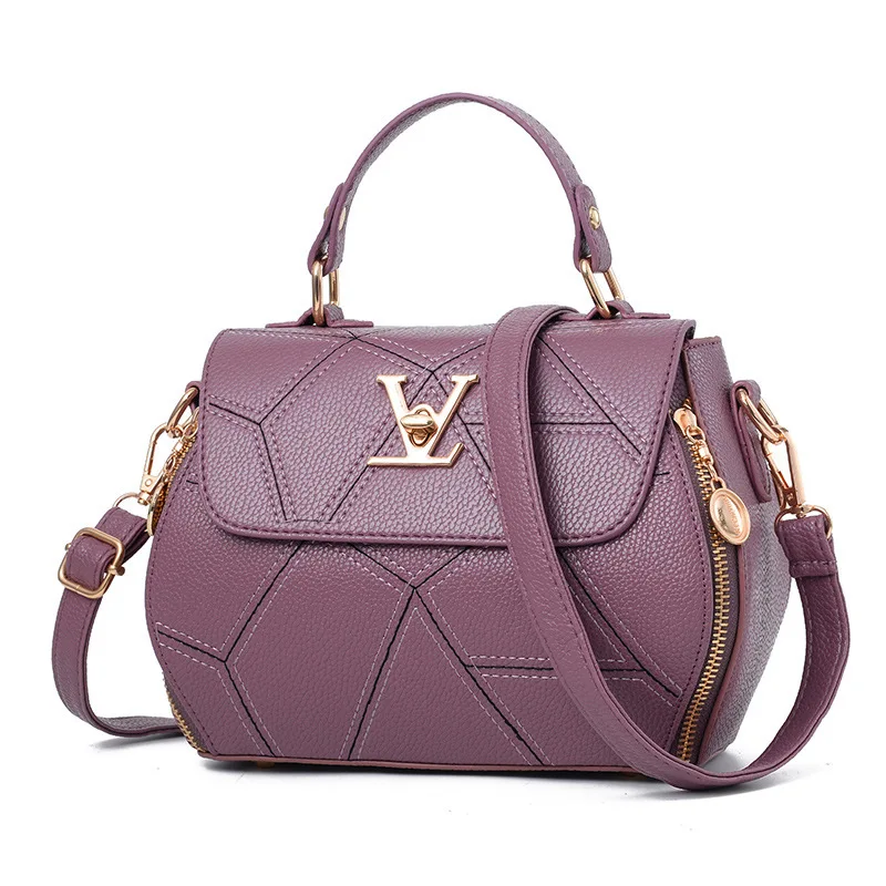 LUCDO, Брендовая женская сумка, роскошные кожаные сумки, оболочка, нить, женский клатч, дизайнерская сумка, мешок, основной, Femme Bolsas Women'sTote, кошелек - Цвет: Purple