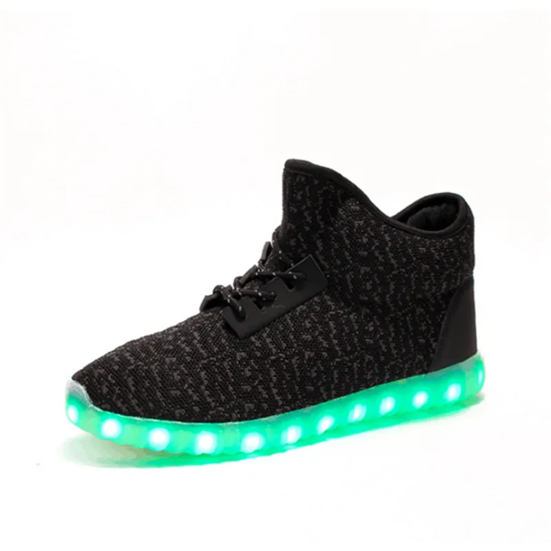 2017LED yeezy high top shoes Man&ampWomen fashion colorful escarpin femme light up sneakers dames schoenen flashing basket | Обувь
