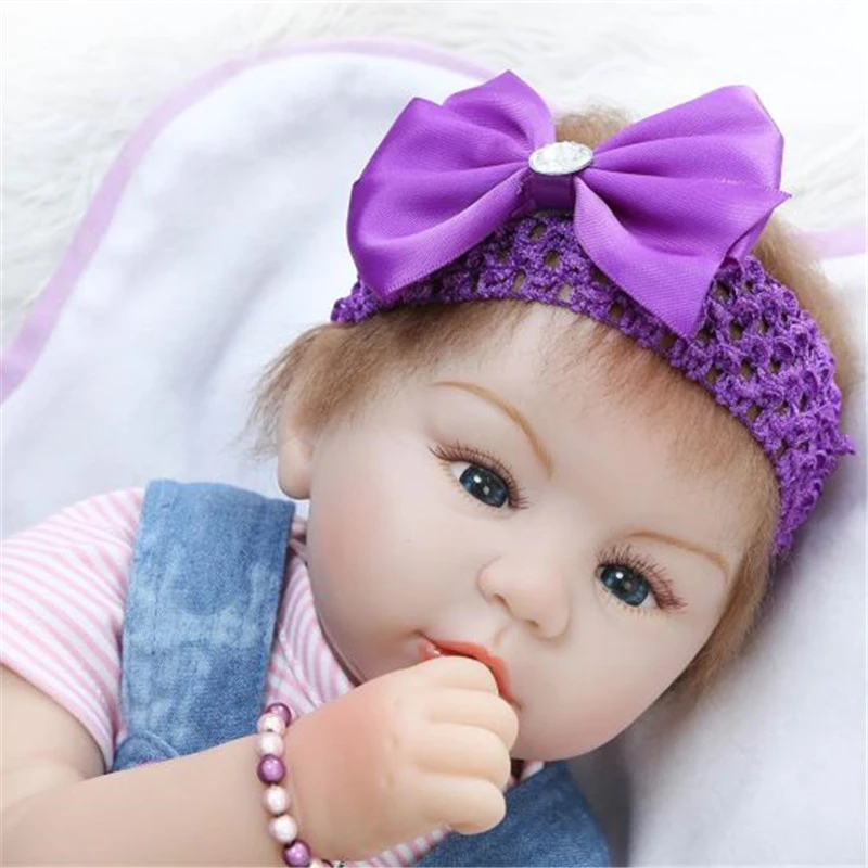 55 см/22 &quotlifelike фиолетовый заставку Джинсы для женщин одежда Reborn Куклы Soft Touch