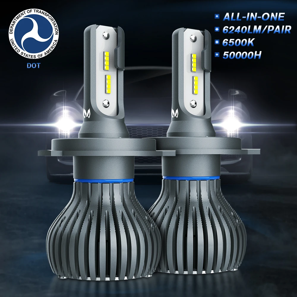 MICTUNING 2 шт. L1 12 В 24 в автомобильный головной светильник H4 светодиодный H13 9006 водонепроницаемый Hi-Lo луч 60 Вт 8000 лм Авто налобный фонарь 6500K светильник лампа