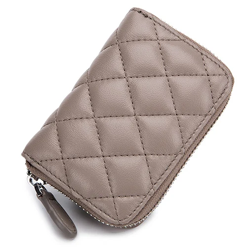 Apricot COMFORSKIN Новые поступления овчины орган стиль кредитные карты Держатели молнии чехол для карт премиум натуральная кожа кошелек кошельки - Цвет: Apricot