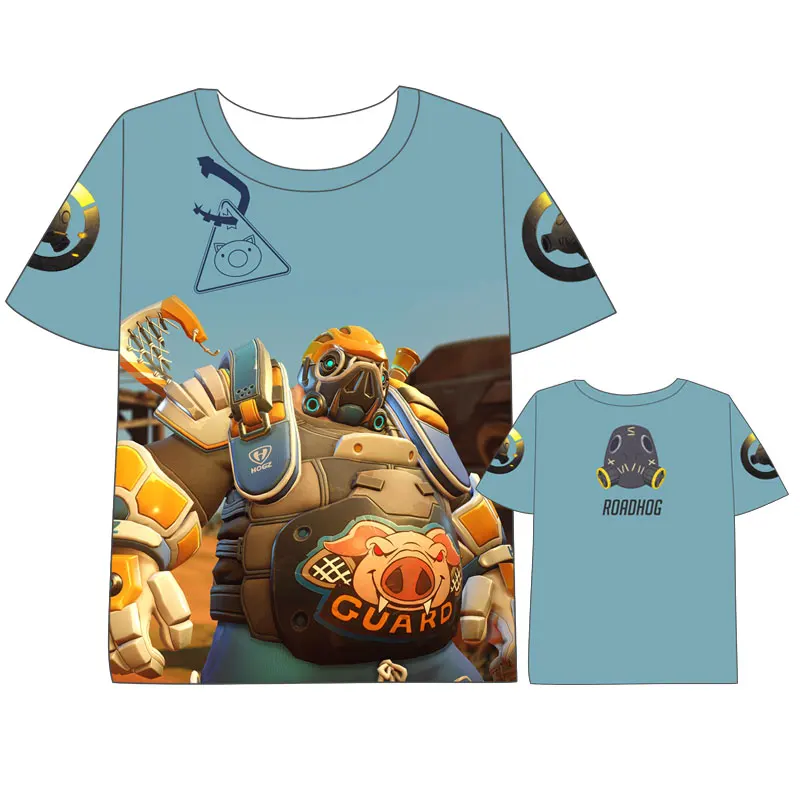 Футболка D.VA roadhog с короткими рукавами для мужчин и женщин костюм костюмированной