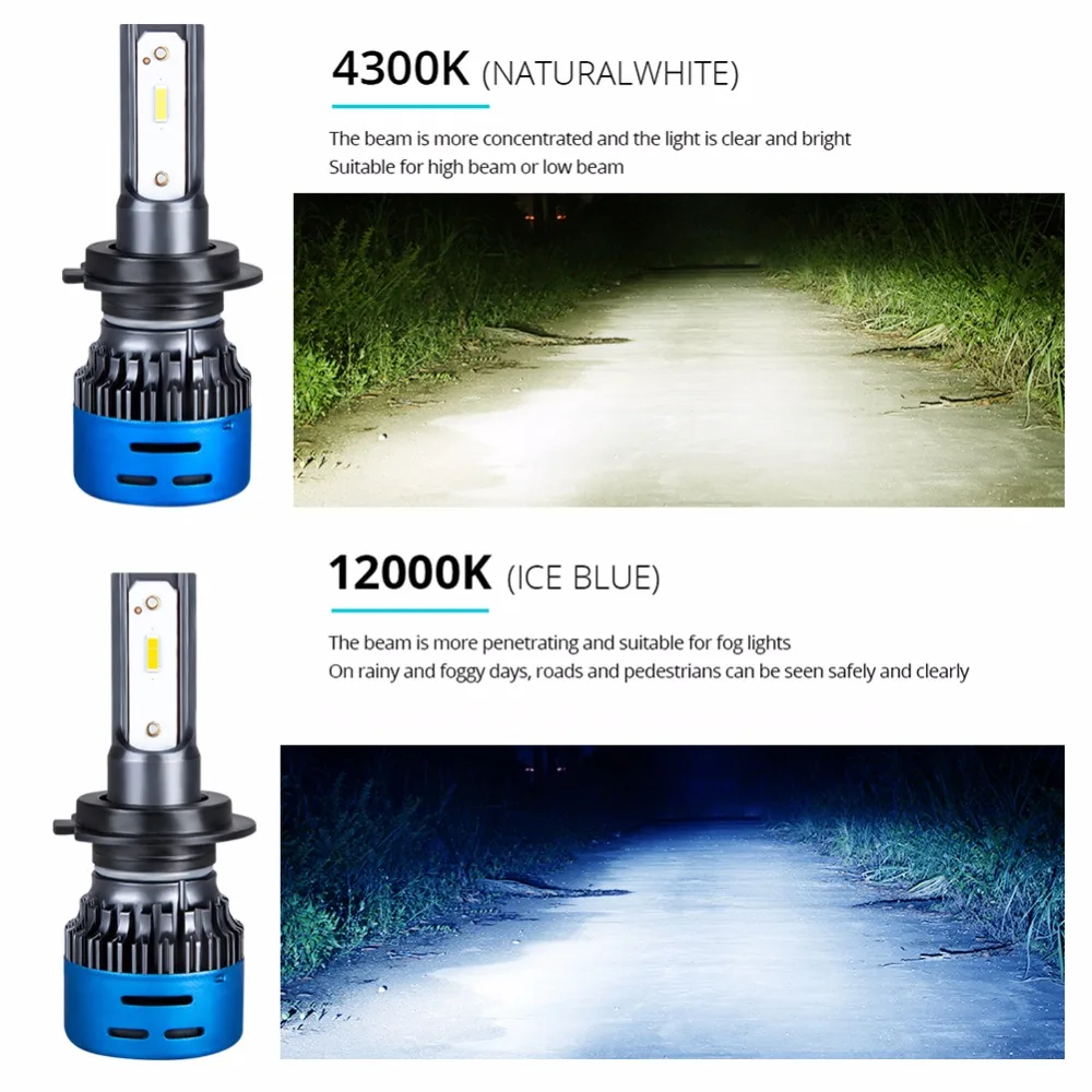 Автомобисветильник фары AmmToo H7 LED H4 светодиодный H1 H8 H11 9005 9006 HB3 HB4 9600LM 12 В