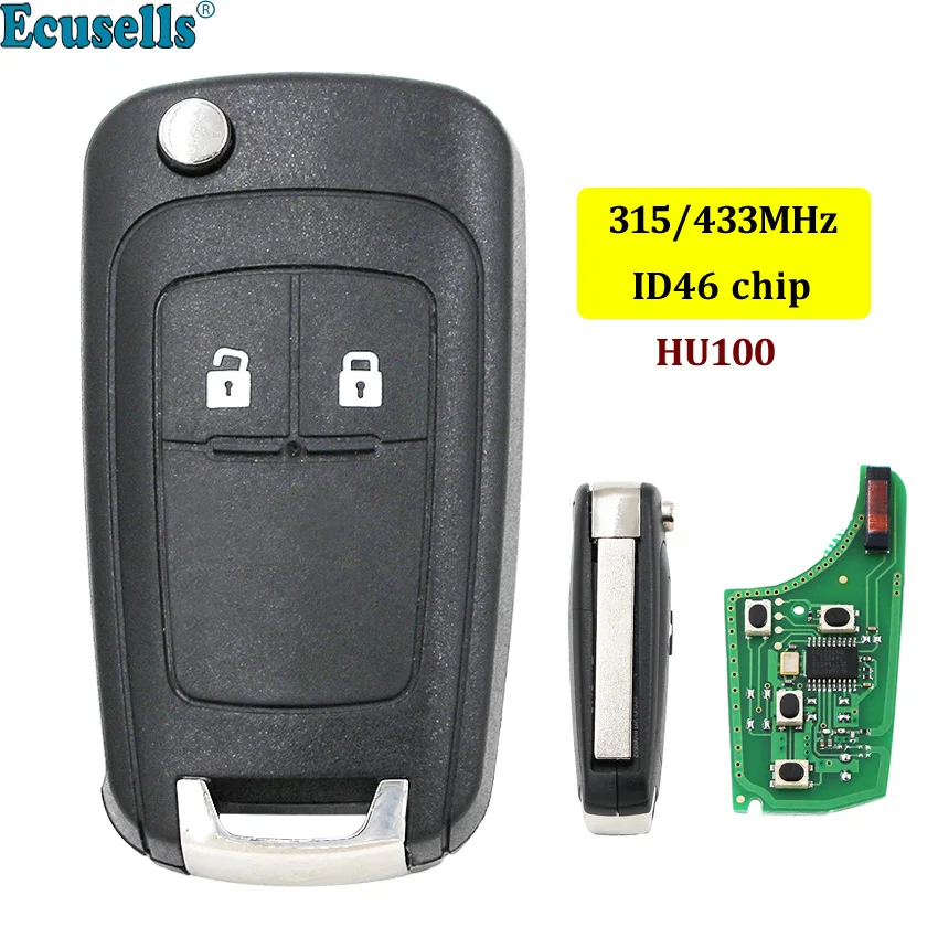 2 кнопочный дистанционный ключ 315 МГц 433 с чипом ID46 для Opel Astra J Zafira B Insignia HU100 uncut|Ключ