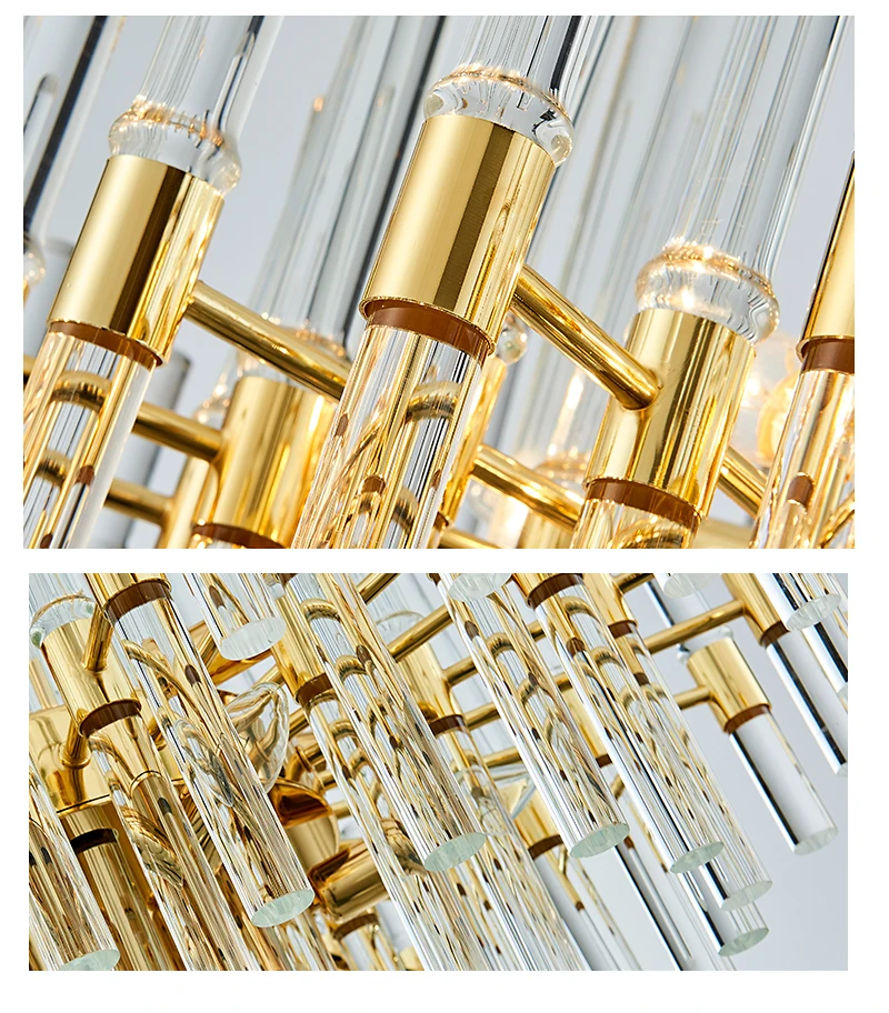 Современная люстра потолочный светильник с прозрачными кристаллами золотого