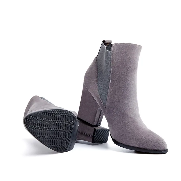 CerdaChic 2018 зима Для женщин Модная обувь на высоком каблуке замшевые ботинки-челси