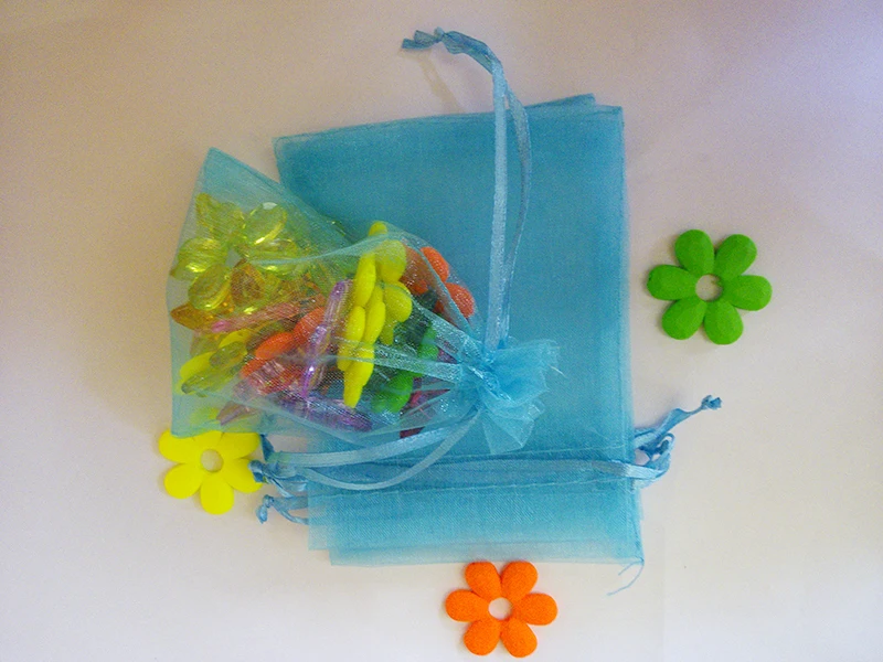 

30*40cm 2000pcs Organza Bag Lake Blue Drawstring bag jewelry packaging bag for tea/gift/food small transparent pouch Yarn bag