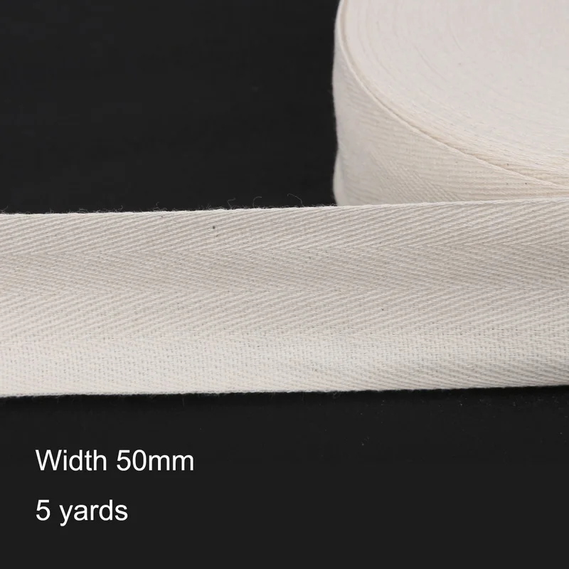 50mm Natural 5 ярдов/партия высокое качество белый ремень хлопок тесьма 10-50 мм елочка узор ленты DIY упаковка швейная одежда аксессуары - Цвет: 50mm Natural