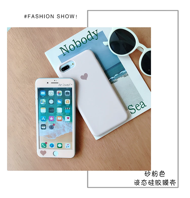 Жидкий силиконовый чехол для iPhone XS Max + закаленное стекло Передняя пленка X XR 7 8 6s