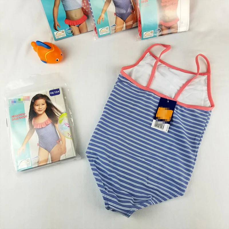 Купальник для маленьких девочек детский цельный купальник в полоску с бантом
