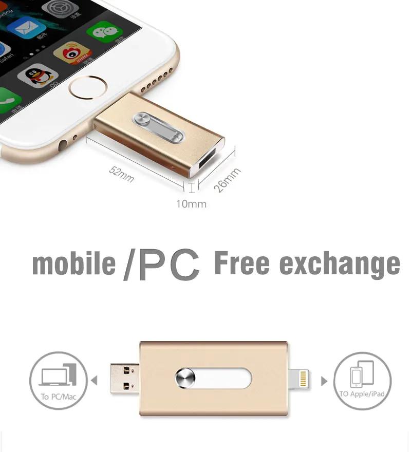 Richwell OTG USB флэш-накопитель 8 Гб 16 Гб U диск 32 Гб 64 Гб металлический Флешка 128 ГБ Lightning Memory Stick для iPhone/iPad/Android/PC