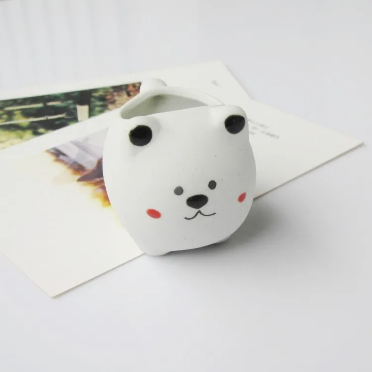 Cartoon Cute Bear Succulent Flower Pots Hot Sale Mini Planter Bonsai Decor Balcony Small Garden Wall Planter Desktop Office Home - Цвет: shy bear white
