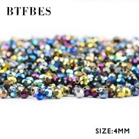btfbes 100pcs football faceted shape austrian crystal 4mm plated color round loose beads jewelry bracelet accessories making diy