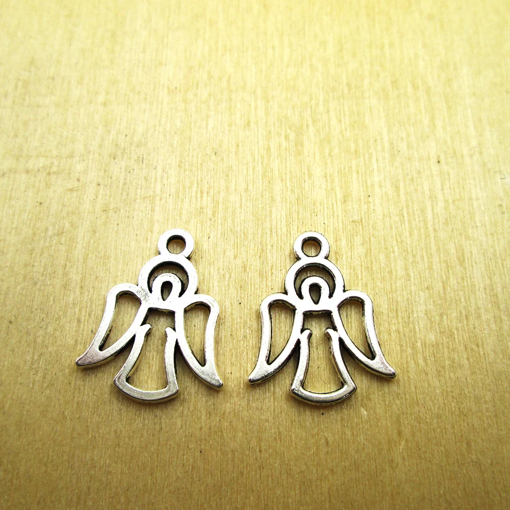 30 шт -- 21x17mm амулеты ангелы Подвески DIY ожерелье/браслеты античные серебряные тона
