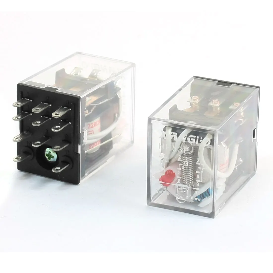 

2Pcs Hh53p 220/240Vac Red Led Indicator Motor Control 3Pdt Power Relay
