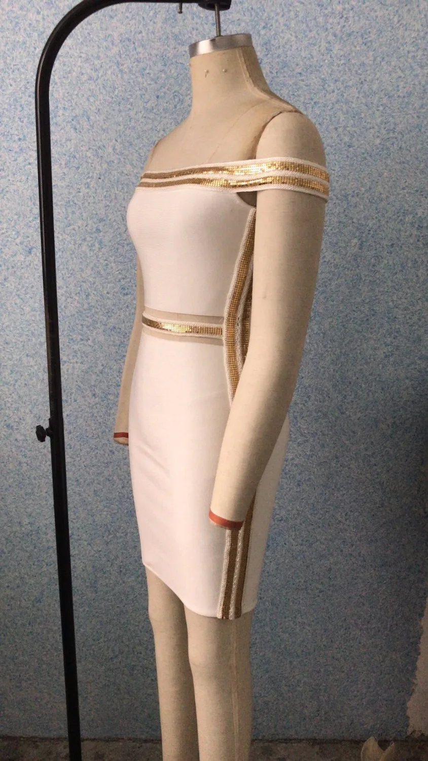 

Women Bodycon Bandage White Slash Neck Dress Vestidos Verano Clubwears Celebrity Evening Party Dresse 2018 Summer