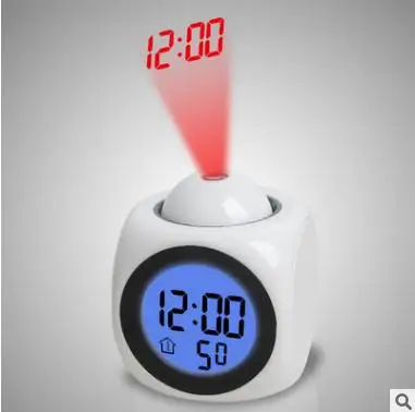 Led Projection Clock Electronic Desk Table Radio Nixie Clock Talking Projector Watch Digital Alarm Clock With Time Projection - Цвет: white