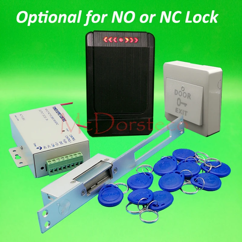 

DIY 125khz Rfid waterproof Door Access Control Kit Set with yli Long type No or Nc Electric Strike Lock System No keypad Access