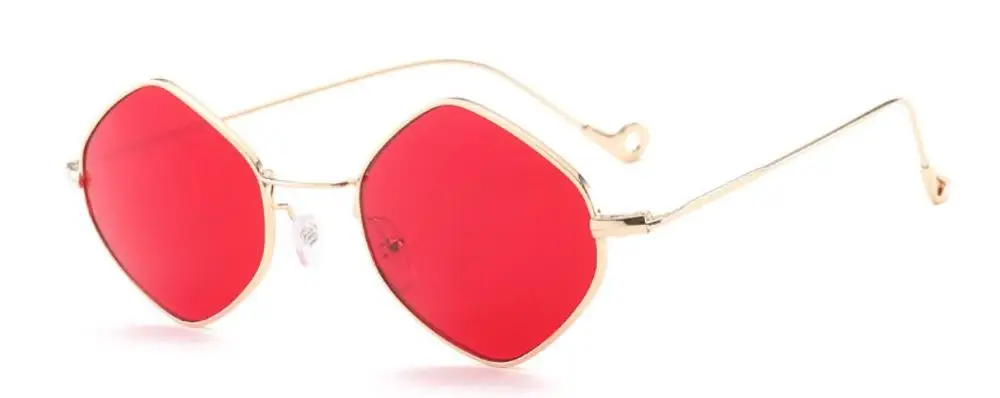 gold red Маленькие треугольные очки, Ретро стиль, мужские, фирменные, дизайнерские, оттенки для женщин, очки для вождения, золотые, черные, унисекс, солнцезащитные очки, lunetes - Цвет линз: gold red