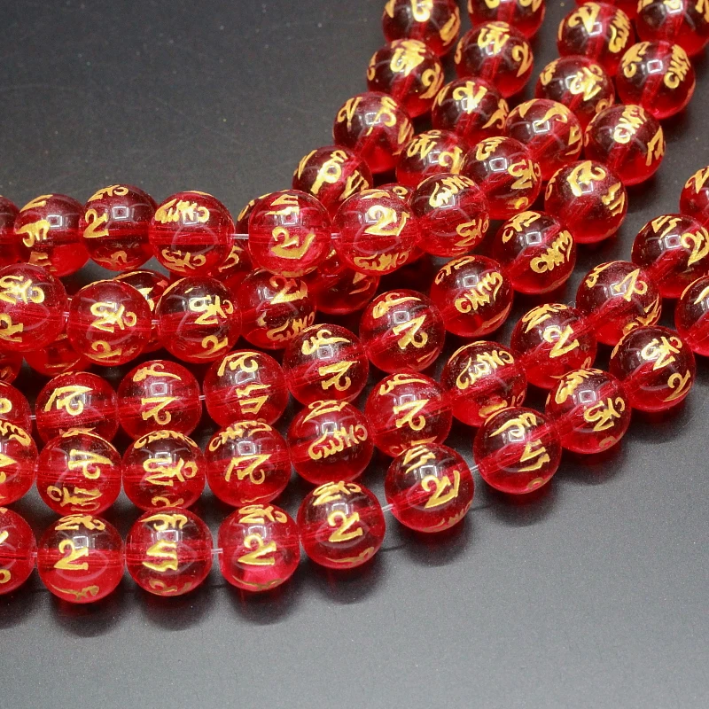Круглые красные каменные бусины шесть слов размер Мантра 8 мм 12 DIY свободные для