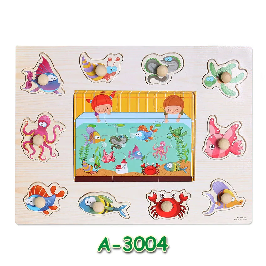 A3004 Новые детские Ранние развивающие игрушки, детская деревянная игрушка-пазл, деревянная игрушка-головоломка для детей, обучающие игрушки для фруктов/овощей - Цвет: A3004