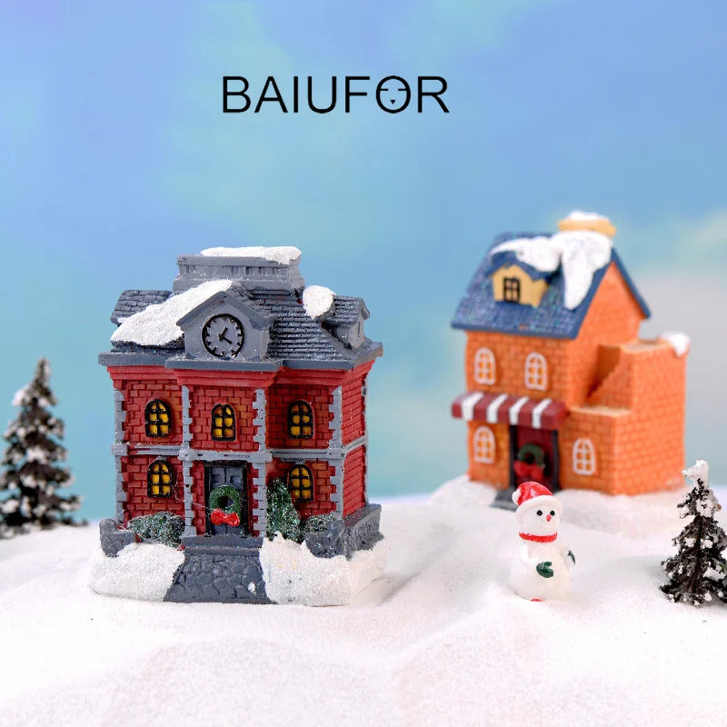BAIUFOR миниатюрный дом Санта и вилла статуэтки для террариума Феи сад миниатюры