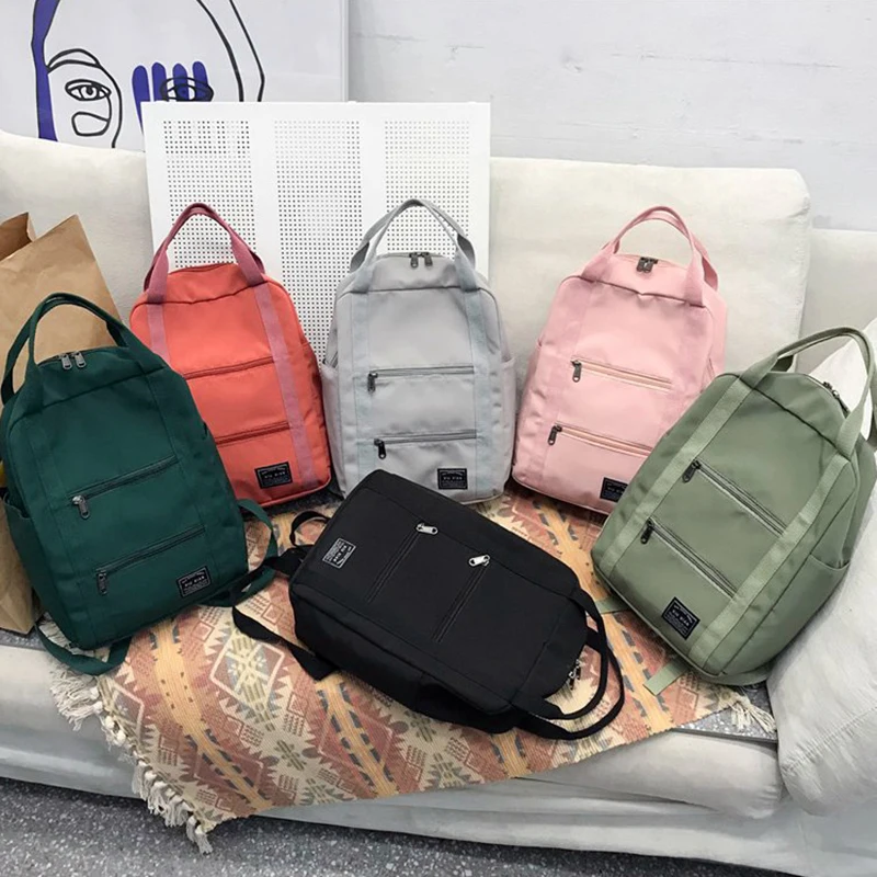 Модный женский рюкзак, Одноцветный нейлоновый рюкзак Mochilas, женская сумка на плечо, рюкзак для девочек-подростков