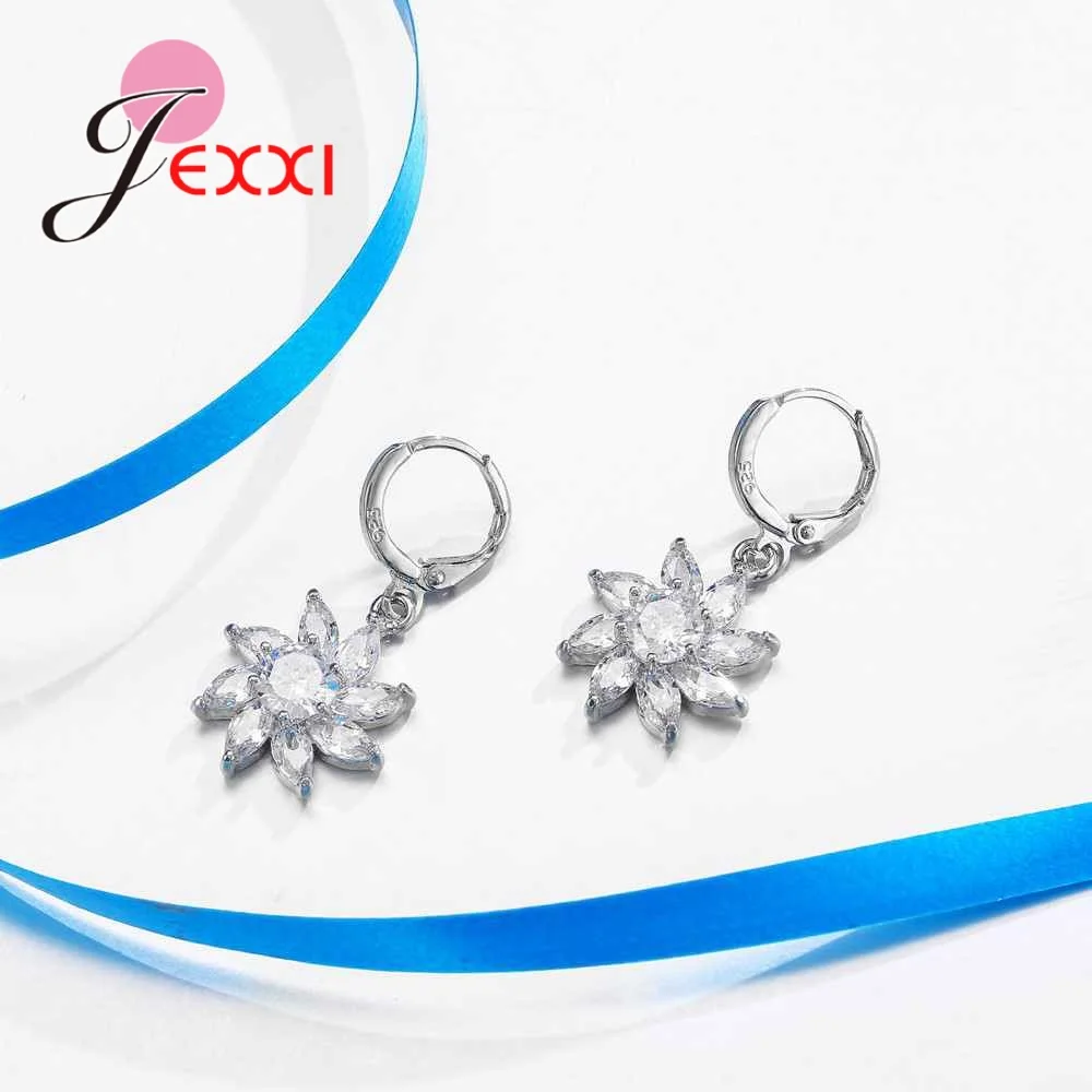 

Fashionable Rotate Shape Necklace And Drop Earrings Solid 925 Sterling Silver Jewelry Sets For Women Anniversary Wedding