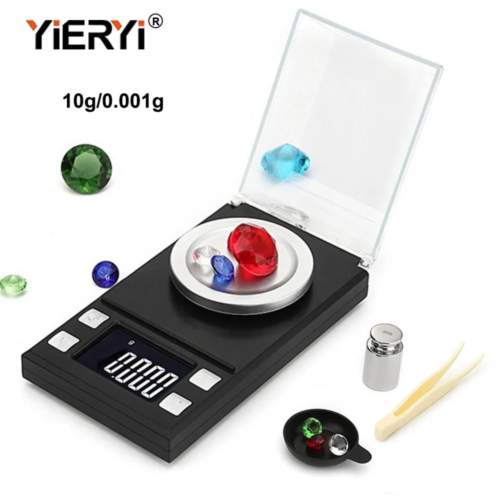 Yieryi 100 г/50 г/20 г/10 г Электронные весы 0,001 ЖК-цифровые весы ювелирные изделия лекарственные травы портативные лабораторные весы с точностью в миллиграммах