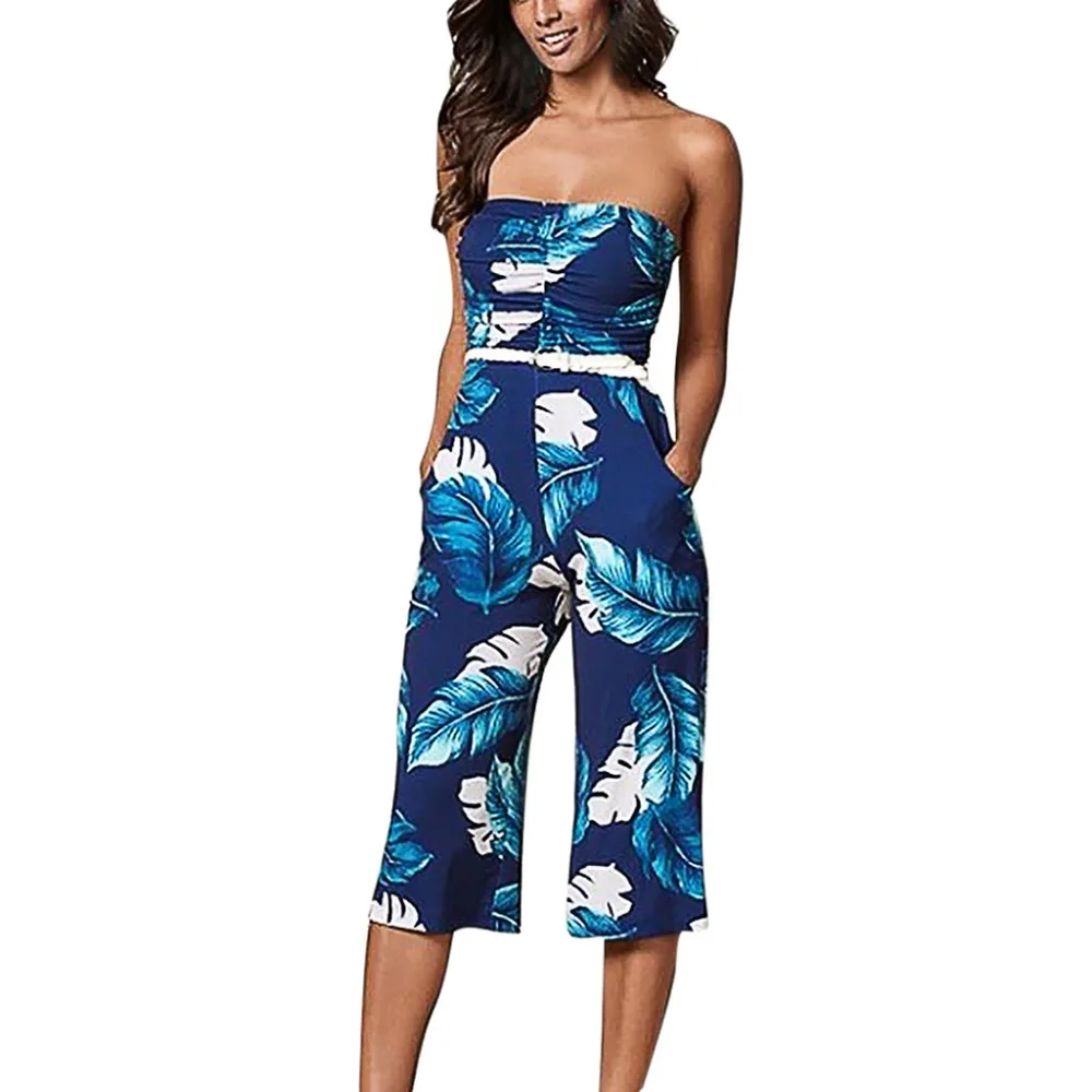 Женский сексуальный комбинезон с открытыми плечами и карманом костюм на поясе