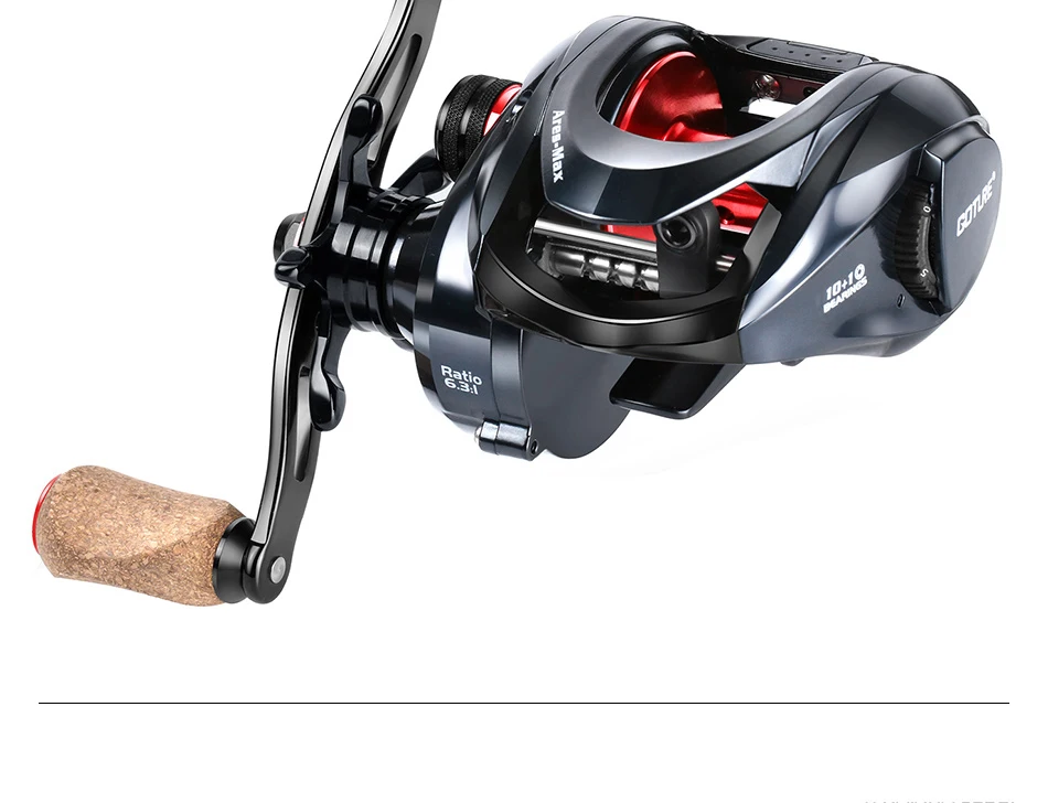 Goture Ares-Max Drag power 10 кг/22 фунта катушка для baitcasing влево/вправо деревянная ручка магнитная система сопротивления Рыболовные катушки для соленой воды