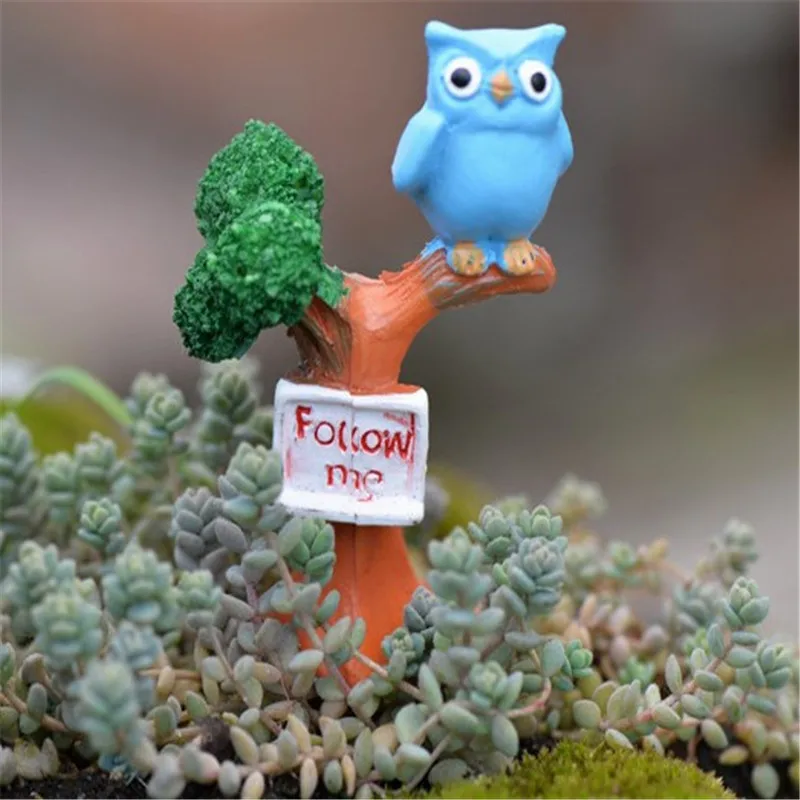 Смола Сова и ветка дерева мини Ремесла сказочные миниатюры садовые украшения