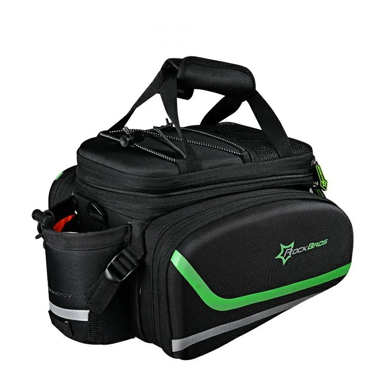 ROCKBROS 35L MTB велосипедные сумки рама Стойка Сумка Водонепроницаемый Многофункциональный 3 в 1 светоотражающий велосипедный большой пакет велосипедные сумки для багажа - Цвет: Black green