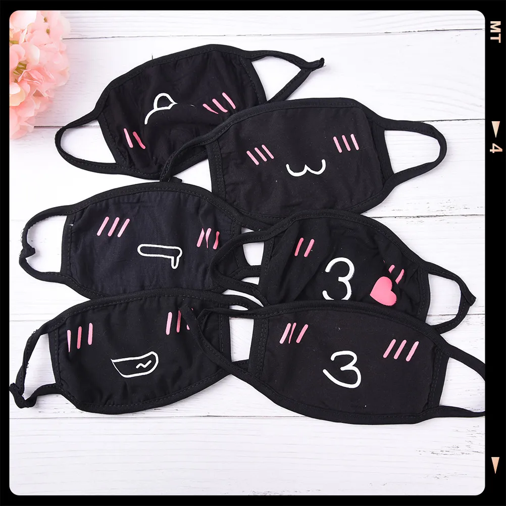 1 шт., черные Мультяшные маски со ртом для лица, Анти-пыль, хлопковая маска, аниме, зубы, для женщин и мужчин, муфельные хлопковые пылезащитные маски для лица, рта