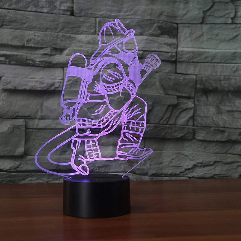 Новинка настольная светодиодная 3d-лампа Fireman с сенсорной кнопкой и питанием от USB