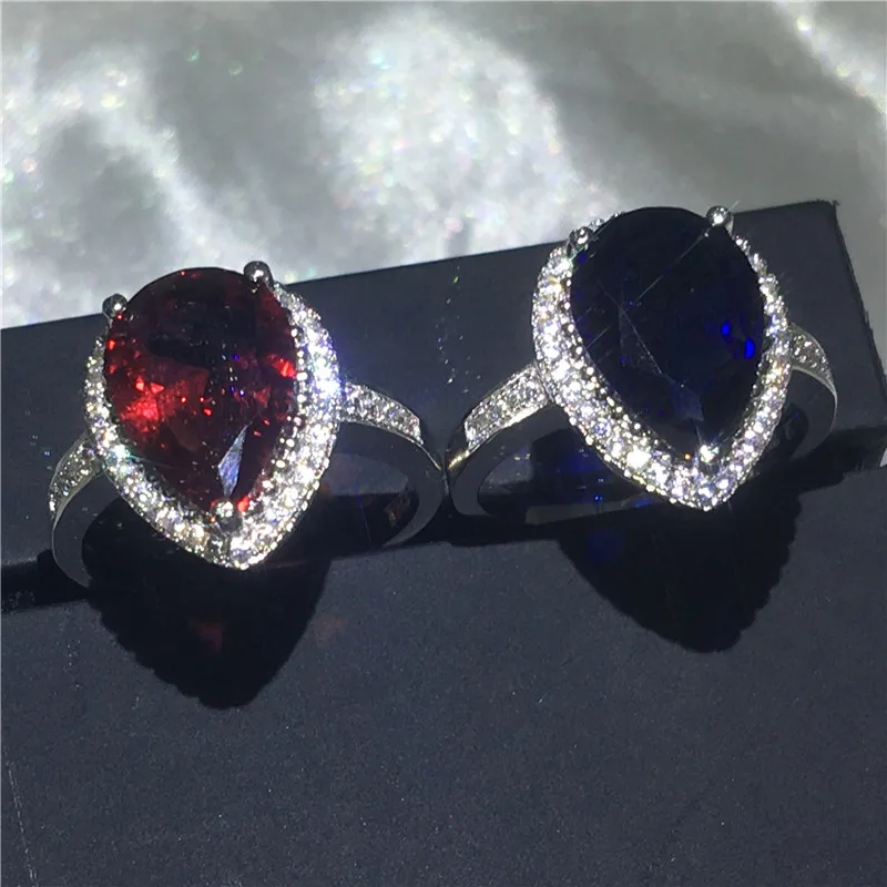 Большая капля воды повседневное кольцо 5ct AAAA фианит камень Стерлинговое Серебро