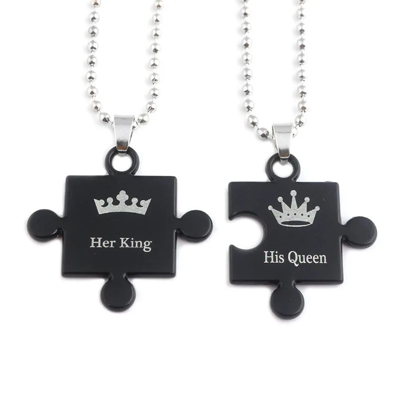 Модные ожерелья с надписью Lover Her King His Queen подвески для пар женщин и мужчин подарок