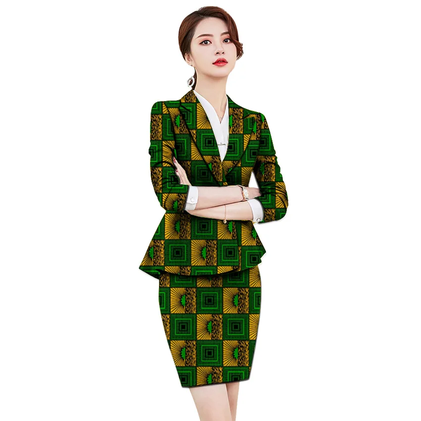 Dashiki print women skirt suits fashion suit jackets sets Ankara pattern customized African outfits for party/wedding