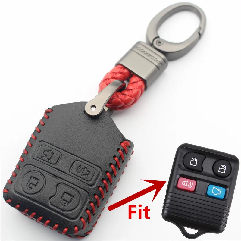 Чехол для ключей FLYBETTER из натуральной кожи с 4 кнопками Ford Crown/Victoria/Escape/Expedition/Explorer