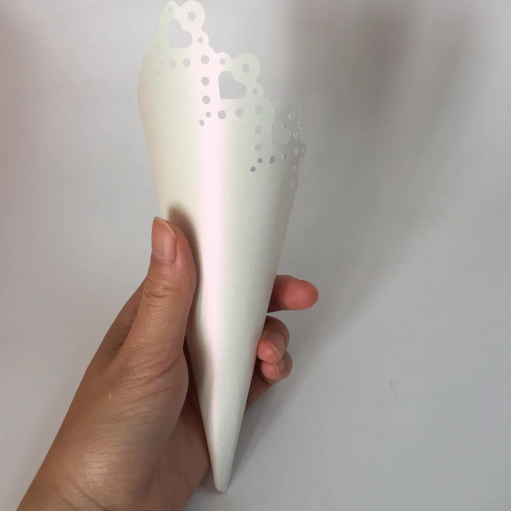 Винтажный Свадебный Гость метание конфетти конус крем цвета слоновой кости