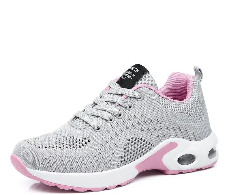 Gray Pink Sneakers Akexiya женские кроссовки из трикотажной ткани; Basket Femme; дышащие женские кроссовки для бега; Цвет Красный; женские спортивные кроссовки для бега; Цвет Черный - Цвет: Gray Pink Sneakers