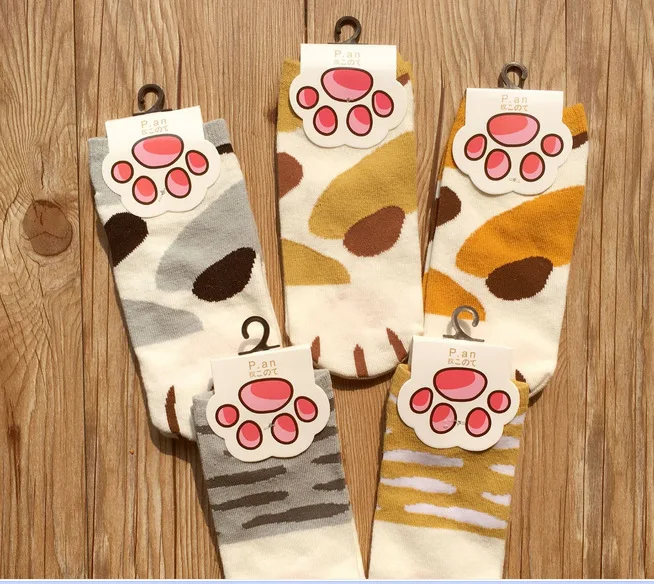 Новинка; осенние хлопковые жаккардовые носки kawaii с котами; милые короткие носки с животными из мультфильмов для женщин и девочек; забавные короткие носки в полоску в украинском стиле