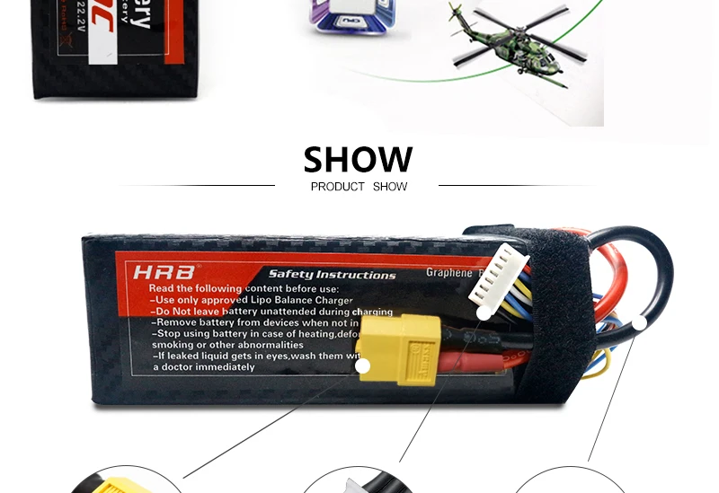HRB Графен 3S Lipo батарея 11,1 V 5000mah 6000mah 4000mah 3800mah 3000mah 2S 7,4 V 4S 14,8 V 5S 6S 22,2 V RC части для самолетов XT60