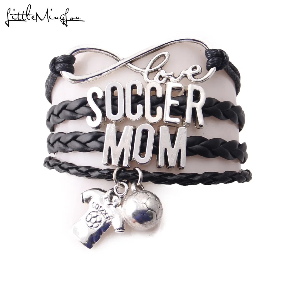 Женский браслет Infinity love soccer кожаный браслеты для женщин ювелирные