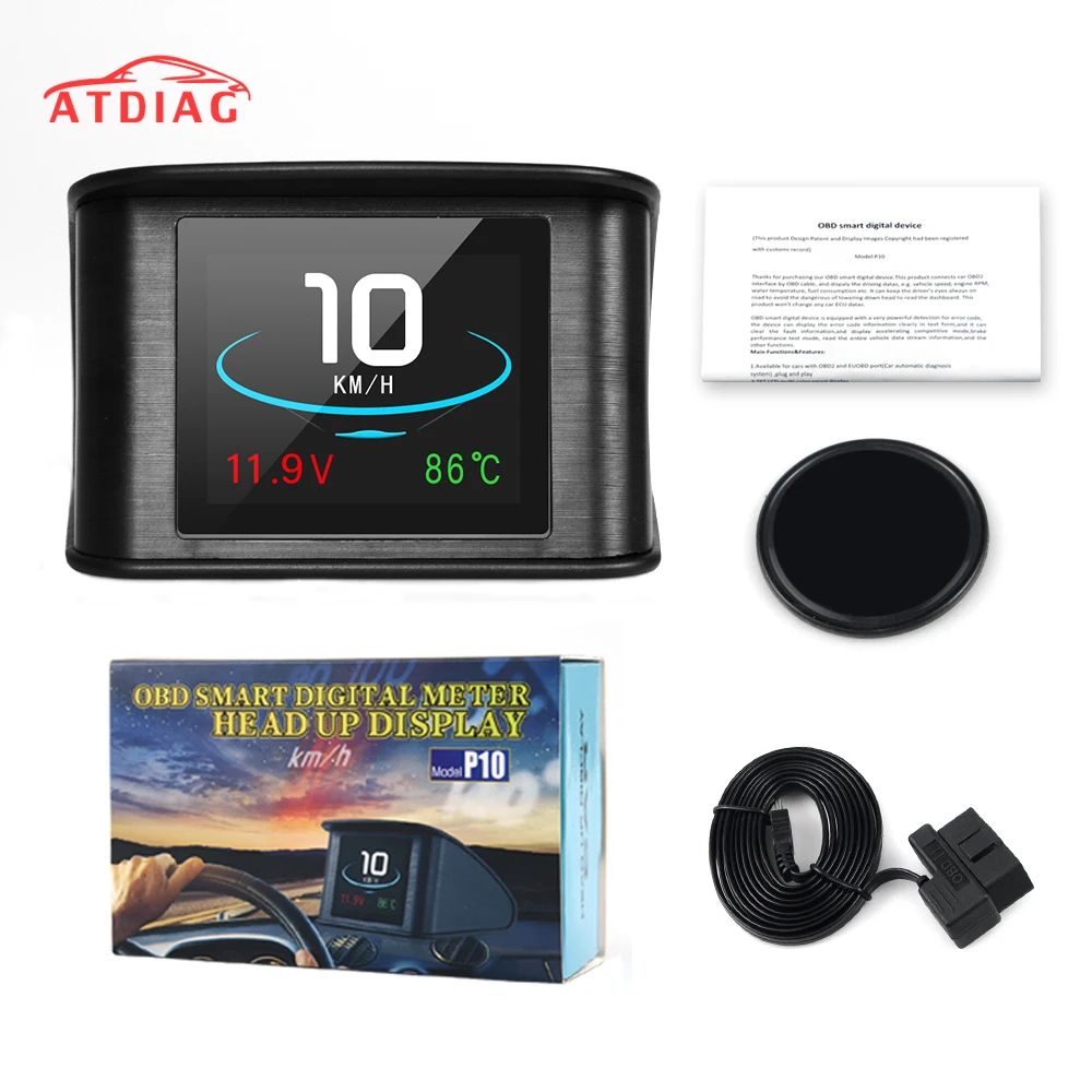 Дисплей на лобовое стекло HUD P10 GPS OBD автомобильный компьютер Спидометр напряжение
