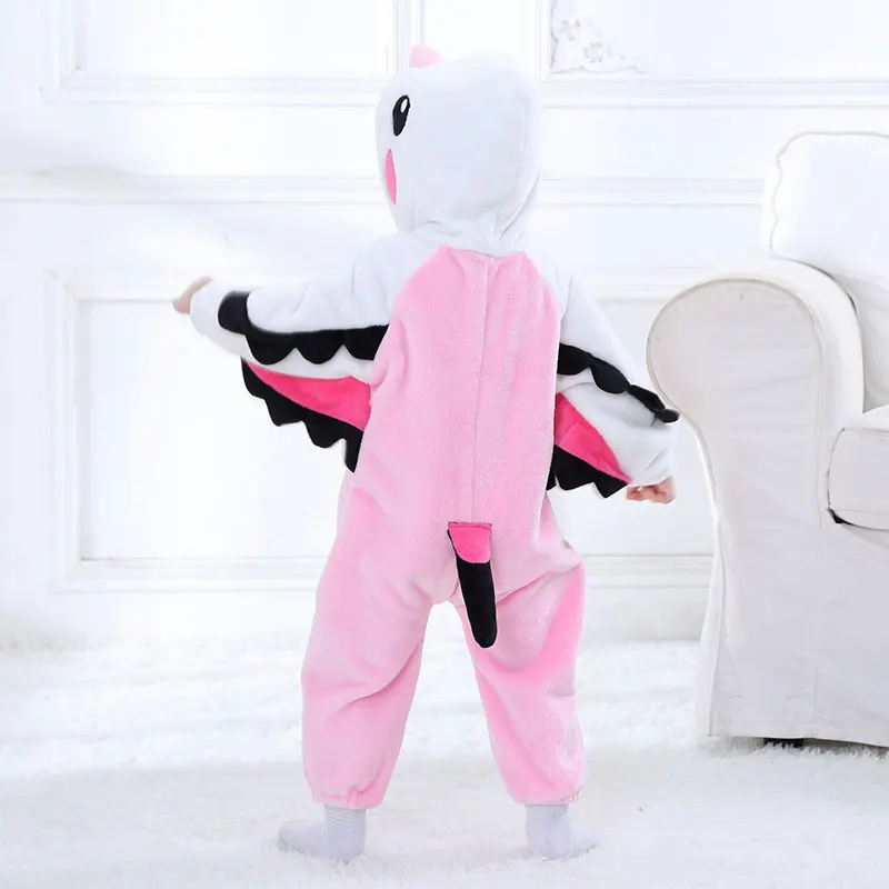 pink parrot Детская одежда с героями мультфильмов для мальчиков и девочек Kigurumis Kawaii, милый комбинезон с животными, зимний теплый комбинезон хорошего качества, костюм на молнии с капюшоном - Цвет: pink parrot