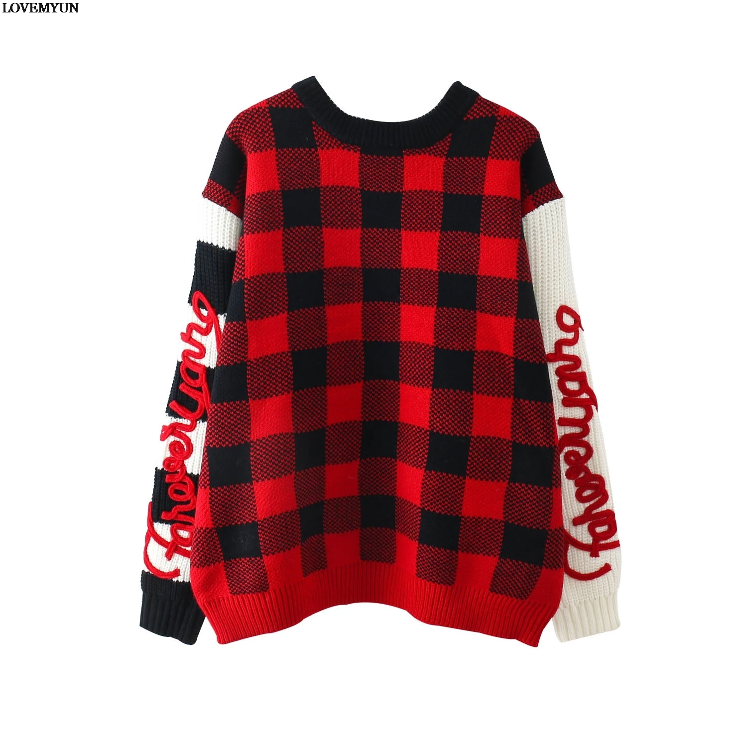 Women Sweater Plaid Tassels Pullover Shirt Embrodiery Sweaters Fashion 2019 Oversized | Женская одежда