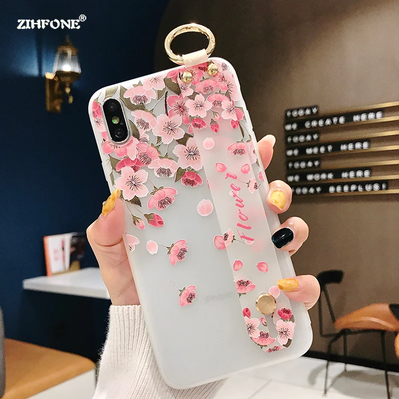 Fundas 3D Рельефный цветок чехол для телефона huawei Honor 7A Pro прозрачный ремешок 10 7C